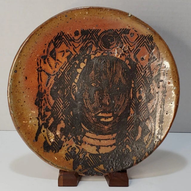 Late 20th Century St. Louis Studio Pottery Tribal Portrait Plate For Sale - Image 4 of 7