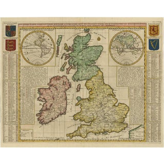 Antique Map of the British Isles by H. Chatelain, 1719 For Sale