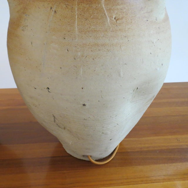 Large Pottery Olive Oil Jar Table Lamps, Set of 2 For Sale - Image 11 of 16