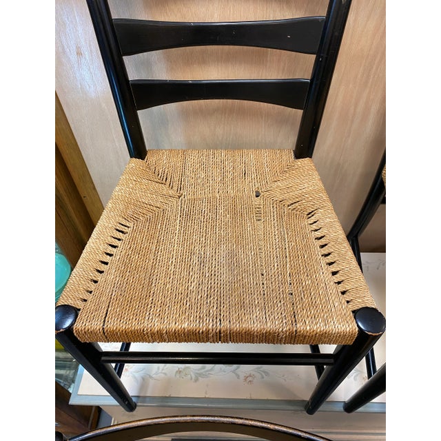 1960s Scandinavian Ladder-Back Dining Chairs, Woven Rope, Set of 4 For Sale In San Francisco - Image 6 of 13