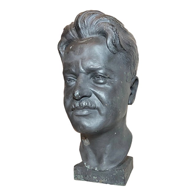 Large 1925 Antique Nj Medical Doctor Jacob Polevski Bronze Statue Bust Sculpture For Sale