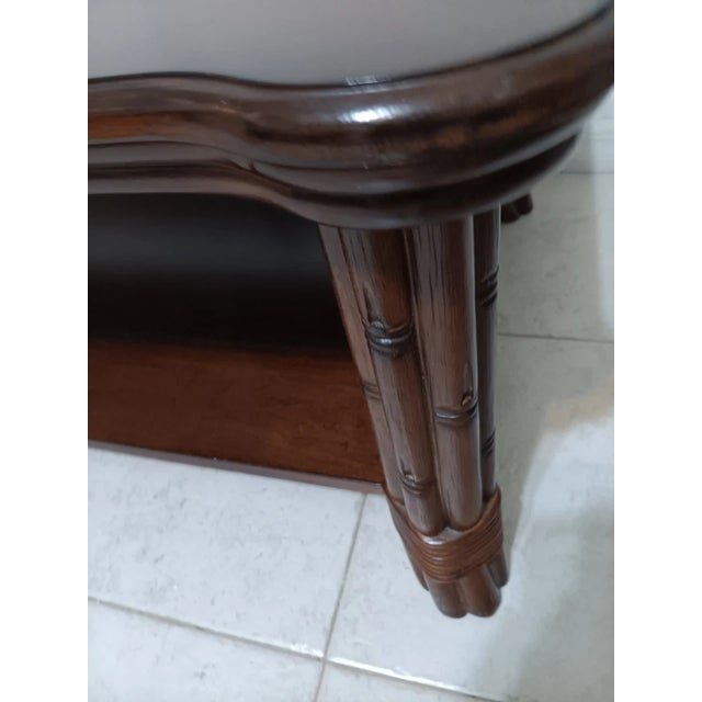 Coastal 1980s Tommy Bahama Style Coffee Table Rectangular Dark Tone For Sale - Image 3 of 4