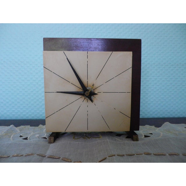 Nufa Electric Clock with Steel Dial in Teak Frame, 1950s For Sale - Image 11 of 11