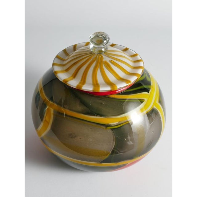 Large Studio Glass Lidded Jar by Ragnar Klenell, Sweden, 2012 For Sale - Image 13 of 18