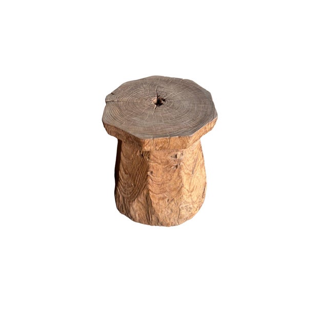 1970s Aged Javanese Teak Wood Side Table – Sculptural Organic Pedestal For Sale - Image 6 of 9