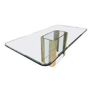 Modern Glass and Oak Dining Table For Sale