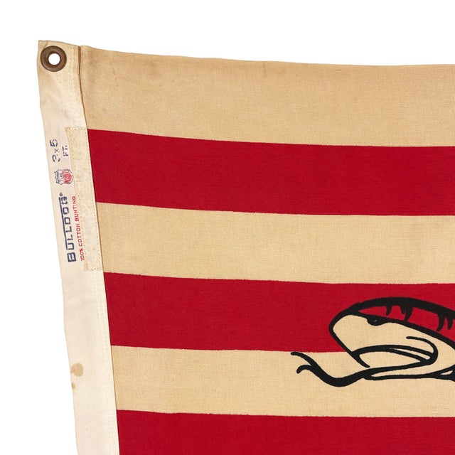 Vintage Cotton "Don't Tread on Me" Snake Flag, First Navy Jack For Sale - Image 4 of 6