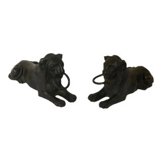 Antique Early 19th Century French Empire Bronze Model Egyptian Lions - a Pair For Sale