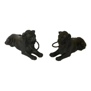 Antique Early 19th Century French Empire Bronze Model Egyptian Lions - a Pair