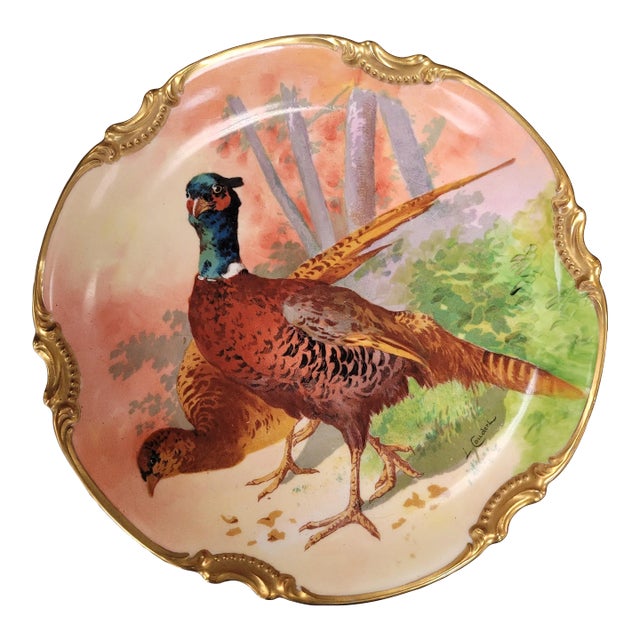 Early 20th Century Limoges Cabinet Plate Featuring Pheasants For Sale