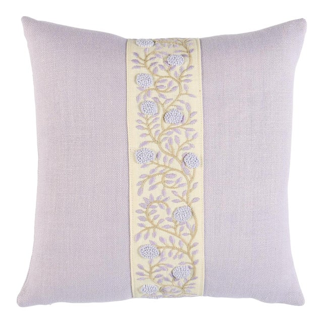 Schumacher Ashoka 22" Pillow In Lilac & Cream For Sale