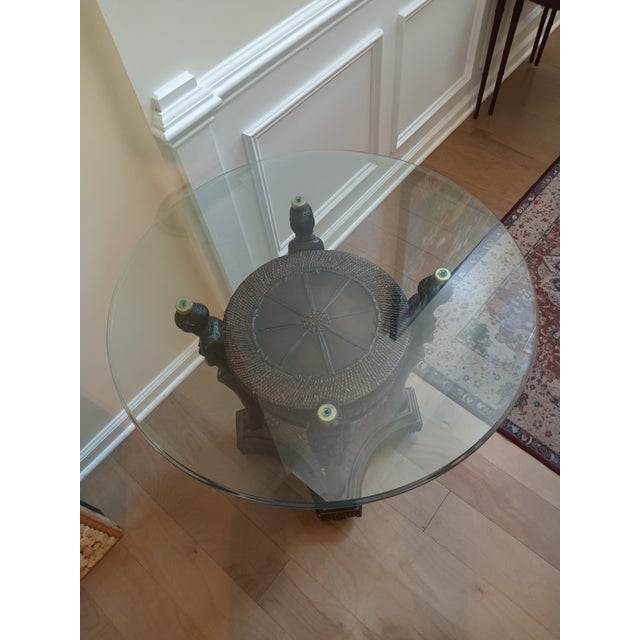 Traditional Vintage Maitland Smith African Queen Collectors Accent Table. For Sale - Image 3 of 12