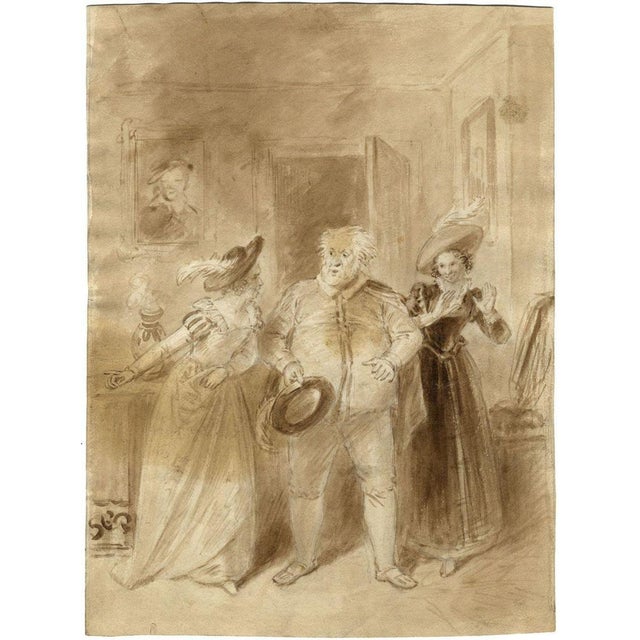 An original early 19th-century watercolour painting, John Masey Wright OWS, Falstaff in Shakespeare's The Merry Wives of...