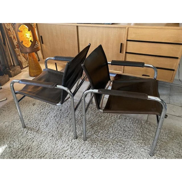 Set of Klinte Armchairs in Brown Leather by Tord Bjorklund, 1980 For Sale - Image 4 of 12