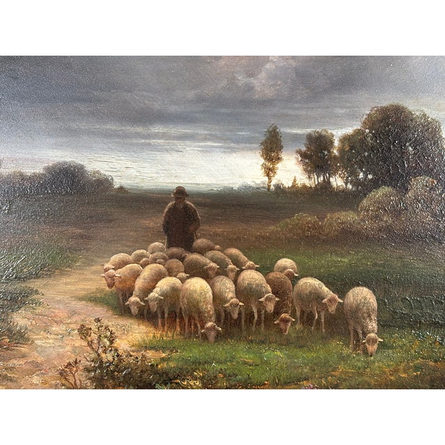 Wood "A Weather Is Coming" Oil on Panel by Herman Solbrig (1853-1942) For Sale - Image 7 of 8