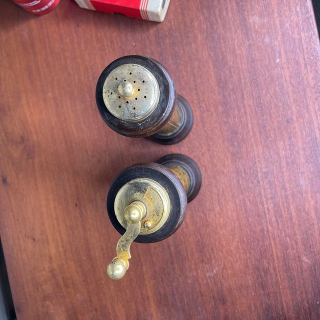 1960s Vintage Italian Florentine Wooden Salt Shaker and Peppermill- a Pair For Sale - Image 5 of 8