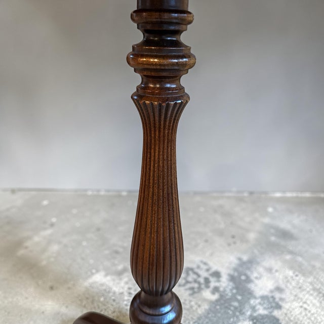 Ethan Allen Georgian Court Hexagon Side Drinks Table With Brass Rail For Sale - Image 9 of 11