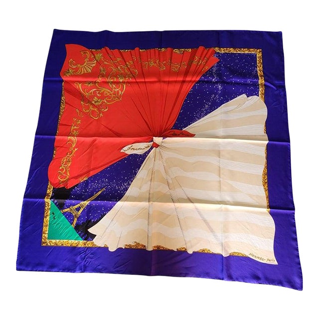 1980s Hermès Silk Scarf Hilton McConnico Souvenirs De Paris Boxed For Sale