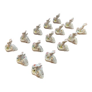 Mid 20th Century Porcelain Place Card Hand Shaped Holder Set of 15 For Sale