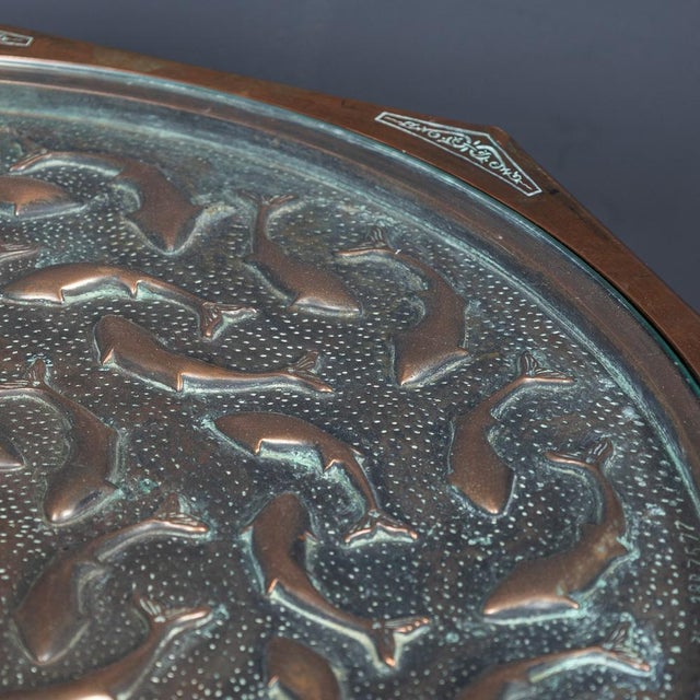Vintage Spanish Embossed Copper Table by Malart, 1930 For Sale - Image 10 of 18