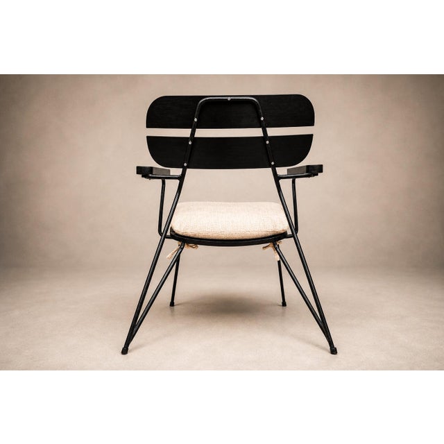 Three Armchairs in Ebonized Wood & Metal With Loose Cushion, Carlo Hauner, 1950s For Sale - Image 18 of 18