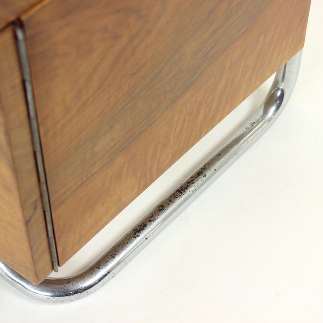 Bedside Tables in Chrome & Walnut by Vichr & Spol for Kovona, Former Czechoslovakia, 1950s, Set of 2 For Sale - Image 11 of 17