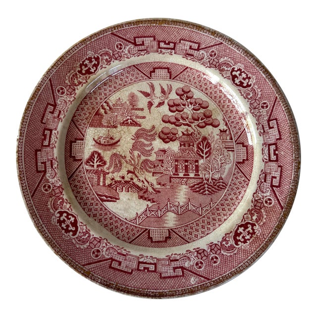 English Country Eb & Jel England Red Transferware Plate For Sale