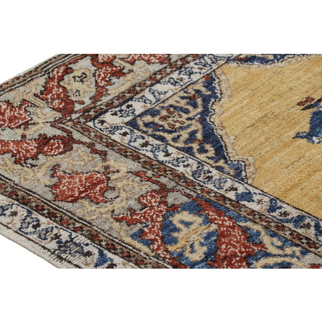 Rug & Kilim’s Persian Style Rug in Gold and Red With Medallion For Sale In New York - Image 6 of 7