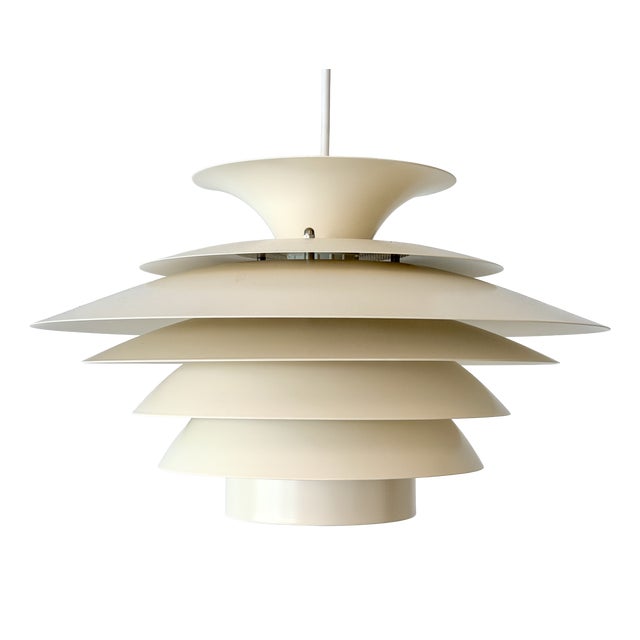 Scandinavian Cream Pendant Lamp with 7 Layers from Jeka, Denmark, 1960s For Sale