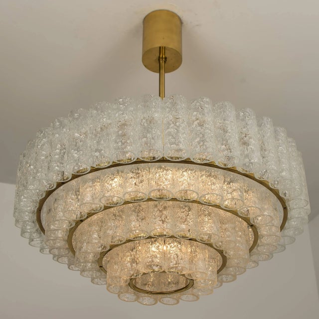 Large Glass Brass Light Fixtures from Doria, Germany, 1969, Set of 3 For Sale - Image 6 of 18