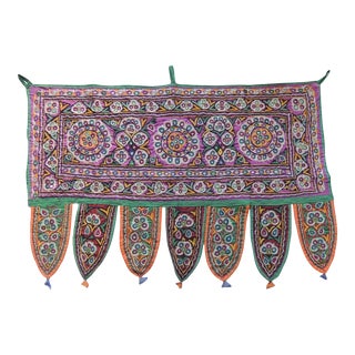 Vintage Indian Embroidered TORAN with Mirror-Work For Sale