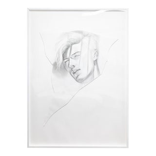 Daniel Samaniego Male Portrait I Contemporary Graphite Drawing on Paper Framed For Sale