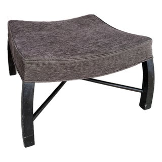Rare Harvey Probber Large Ottoman Stool With Curved Bowed Legs and X Stretcher For Sale