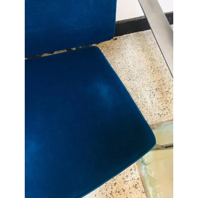 Metal Vintage Velvet & Steel 2-Seater Sofa, 1980s For Sale - Image 7 of 13