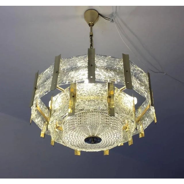 Mid-Century Brass Chandelier, 1960s For Sale - Image 4 of 6