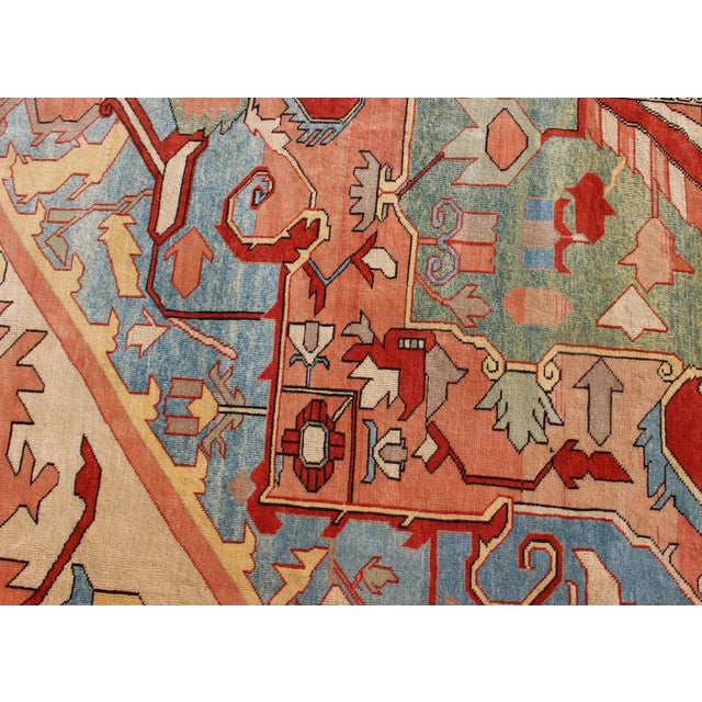 Cream Very Large Serapi Rug With Medallion on a Cream Background Keivan Woven Arts 16'9"x28'8" For Sale - Image 8 of 12