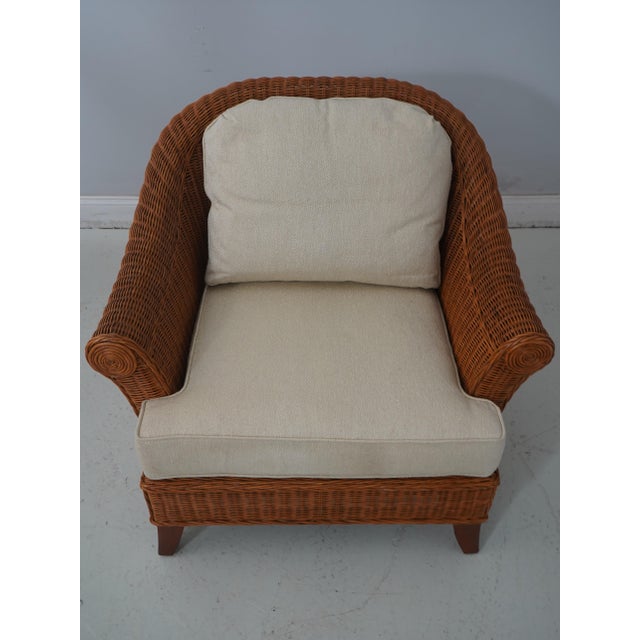 Age: C.1998 Details: High Quality Construction Nice Woven Rattan Frame Reversible Cushions Tapering Wood Legs Offered @...