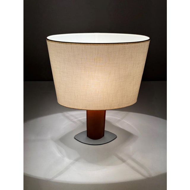 Mid-Century Modern Taller Uno Serena Table Lamp with Leather-Clad Shaft, 1990s For Sale - Image 3 of 11