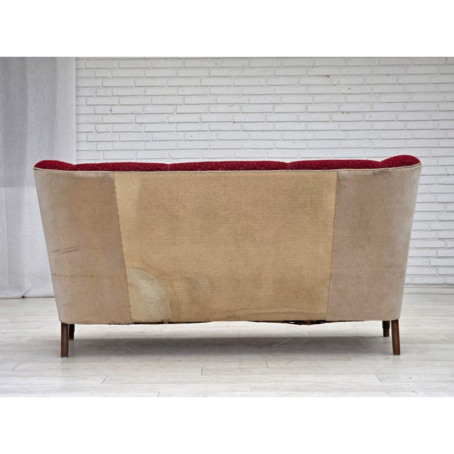 Danish 3-Seater Sofa in Red/Beige Furniture Wool, 1950s For Sale - Image 13 of 18
