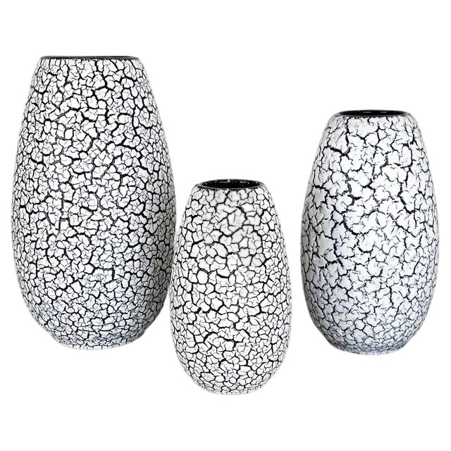 Fat Lava Pottery Craquele Vases from Jasba, Germany, 1970s, Set of 3 For Sale