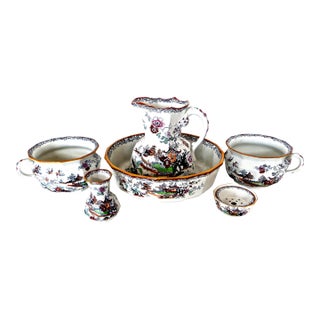 Six Piece "Mason's Ironstone" Toiletry Set, English, Circa 1835 For Sale