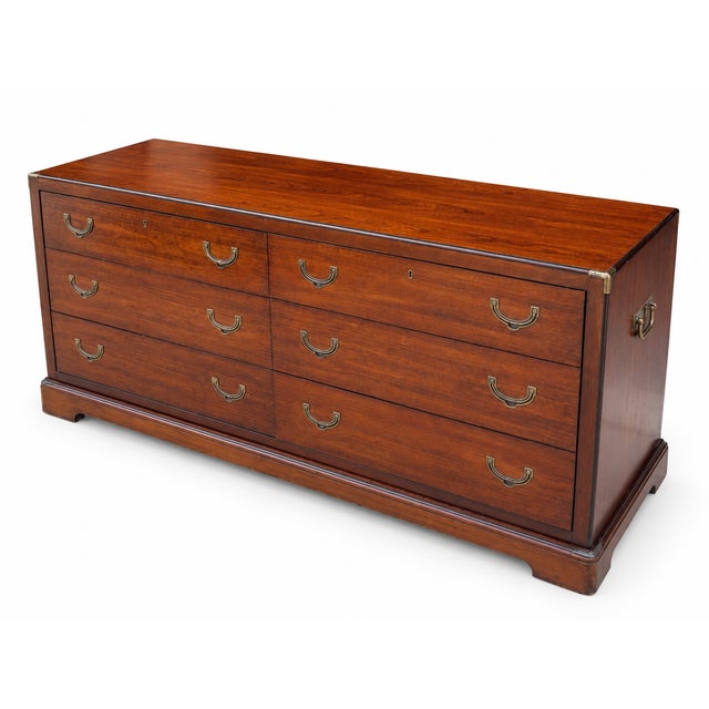 Wood 1970s National Mt. Airy Campaign-Style Six-Drawer Dresser For Sale - Image 7 of 9
