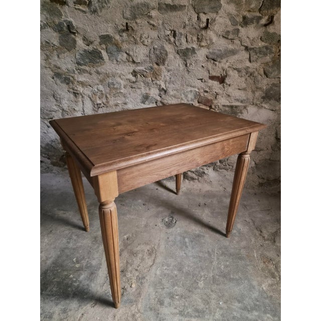Vintage French Oak Desk and Bistro Chair in Beech, 1930, Set of 2 For Sale - Image 14 of 18
