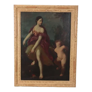 Large Antique 18th Century Italian Old Master Oil Painting on Canvas Allegory of Diana