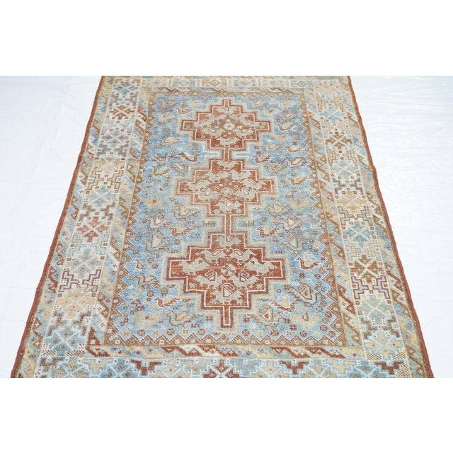 Sky Blue Antique Persian Shiraz Rug 3'1'' X 4'9'' For Sale - Image 8 of 10