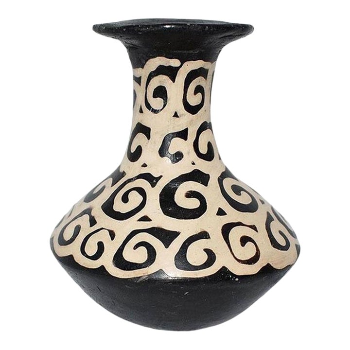 Folk Art Geometric Black and White Flower Vase Chairish