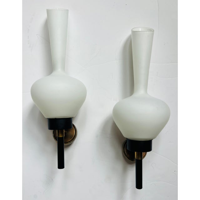 Large Grand Pair of French 1950s Mid Century Wall Lamps For Sale - Image 12 of 12
