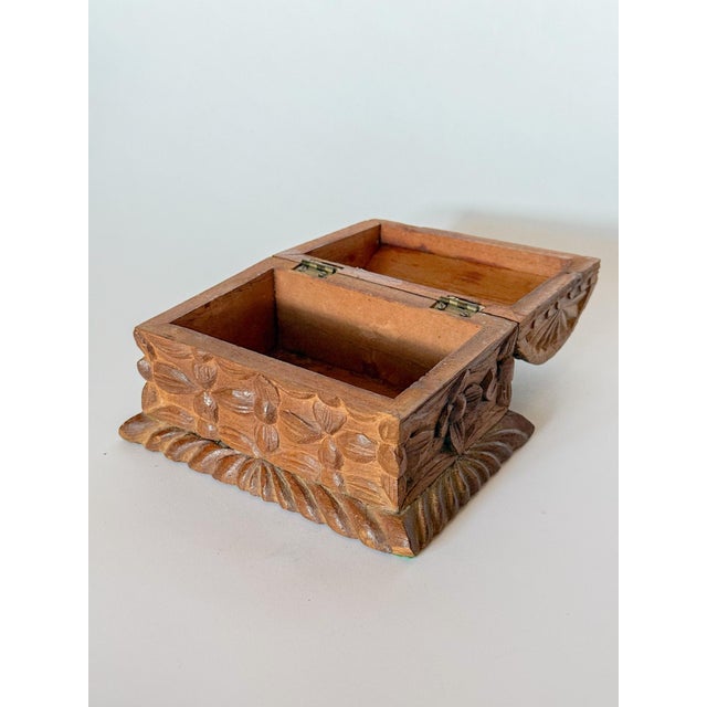 Mid 20th Century Vintage Carved Wood Casket Box For Sale - Image 5 of 9