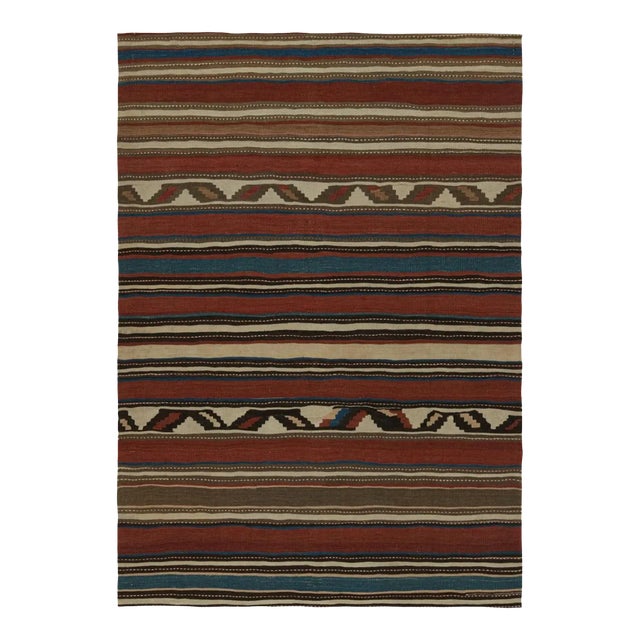 1950s Vintage Tribal Kilim Rug in Polychromatic Geometric Patterns by Rug & Kilim For Sale