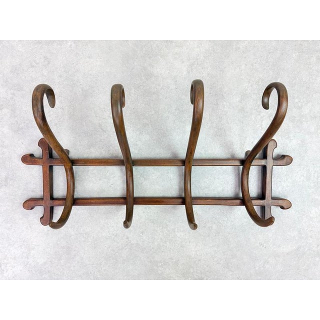 Antique Bentwood No. 1 Wall-Mounted Coat Rack from Gebrüder Thonet, 1890s For Sale - Image 4 of 11